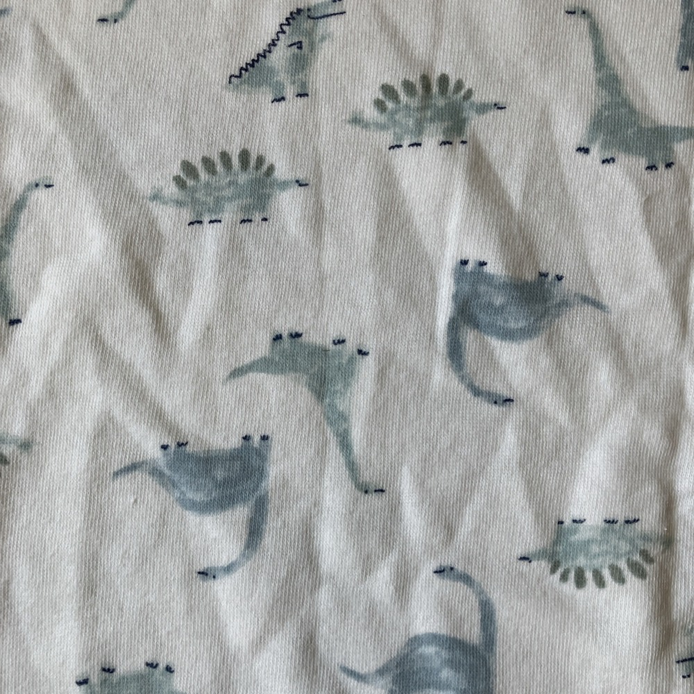 Carter's Just One You Baby Blanket Blue Gray Dinosaurs Jersey Knit/Terry Cloth